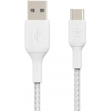 Кабель заряджання/синхронізації Belkin USB-A > USB-С, 1м, плетений, білий (CAB002BT1MWH)