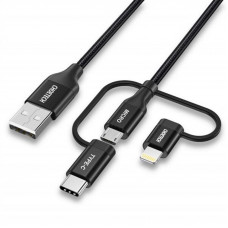 Кабель Choetech USB - Lightning + microUSB + USB Type-C (M/M), 1.2 м, Black (IP0030-BK)