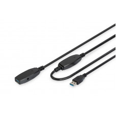 Подовжувач DIGITUS USB 3.0 Active Cable, A/M-A/F, 15м, чорний (DA-73106)
