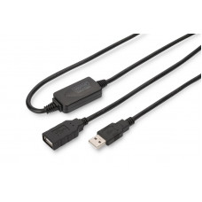 Подовжувач DIGITUS USB 2.0 Active Cable, A/M-A/F, 15м, чорний (DA-73101)