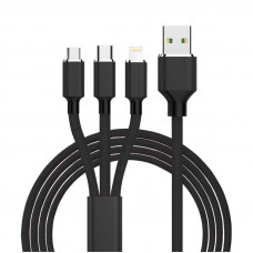 Кабель XoKo SC-330 USB - Lightning + micro USB + USB Type-C (M/M), 1.2 м, Black (SC-330-BK)