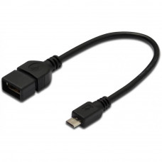 Адаптер DIGITUS USB 2.0 AF/microB, OTG, 0.2м, чорний (AK-300309-002-S)