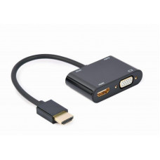 Адаптер Cablexpert HDMI - HDMI/VGA+Аудіо 3.5 мм, M/F, 0.15 м, чорний (A-HDMIM-HDMIFVGAF-01) коробка