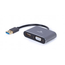 Адаптер Cablexpert HDMI+VGA - USB (F/M), 0.15 м, Black (A-USB3-HDMIVGA-01)