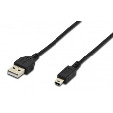 Кабель DIGITUS USB 2.0 (AM/miniB 5pin) 1.8м, чорний (AK-300130-018-S)