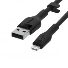 Кабель заряджання/синхронізації Belkin USB-A > Lightning, 1м, силіконовий, чорний (CAA008BT1MBK)