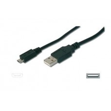 Кабель DIGITUS USB 2.0 (AM/microB) 1м, чорний (AK-300127-010-S)