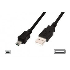 Кабель DIGITUS USB 2.0 (AM/miniB 5pin) 1.0м, чорний (AK-300108-010-S)