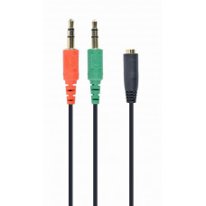 Аудіо-кабель Cablexpert 3.5 мм - 2х3.5 мм (F/M), 0.2 м, чорний (CCA-418)