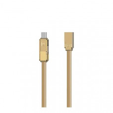 Кабель Remax RC-070th Gplex Lightning - micro USB + USB Type-C (F/M), 1 м, Gold (6954851267201)