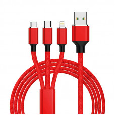 Кабель XoKo SC-330 USB - Lightning + micro USB + USB Type-C (M/M), 1.2 м, Red (SC-330-RD)