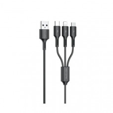 Кабель WK WDC-137 Upine Series 3-in-1 USB - Lightning + micro USB + USB Type-C (M/M), 1.2 м, Black (6941027616284)