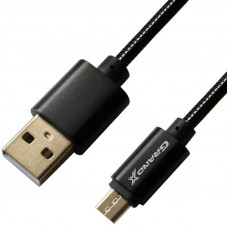 Кабель Grand-X USB - micro USB (M/M), 2.1A, металеве обплетення, 1 м, Black (MM-01B) гіфтбокс з вікном