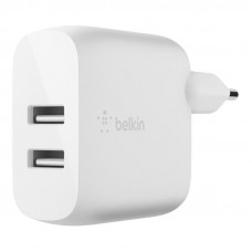 Зарядний пристрій мережевий Belkin 24Вт 2хUSB-A, білий (WCB002VFWH)