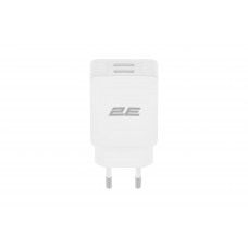 Зарядний пристрій мережевий 2E 12Вт 2хUSB-A, кабель USB-A > USB-C, 1м, білий (2E-WC1USB2.1A-CC)