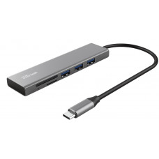 USB-хаб Trust HALYX FAST 3USB+CARD READER USB-C ALUMINIUM (24191)