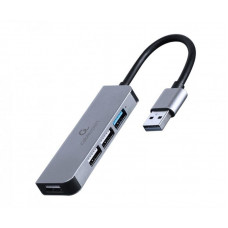 Концентратор USB Cablexpert 1xUSB3.1, 3хUSB2.0, метал, Grey (UHB-U3P1U2P3-01)