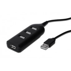 Концентратор DIGITUS USB 2.0, 4 порти, пасивний, чорний (AB-50001-1)
